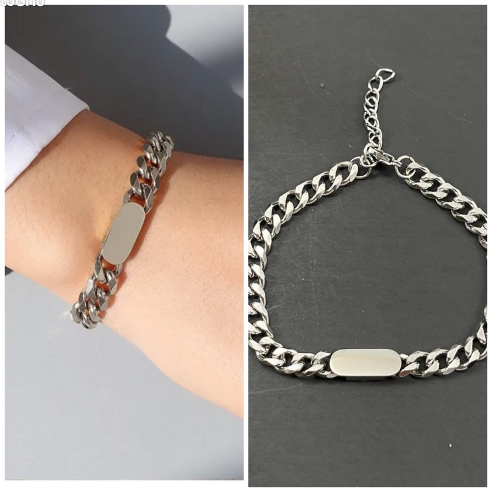 Women's Silver Curb Link Stainless Steel Bracelet New